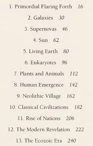 The story of the universe in chapter titles